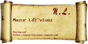 Mazur Líviusz névjegykártya